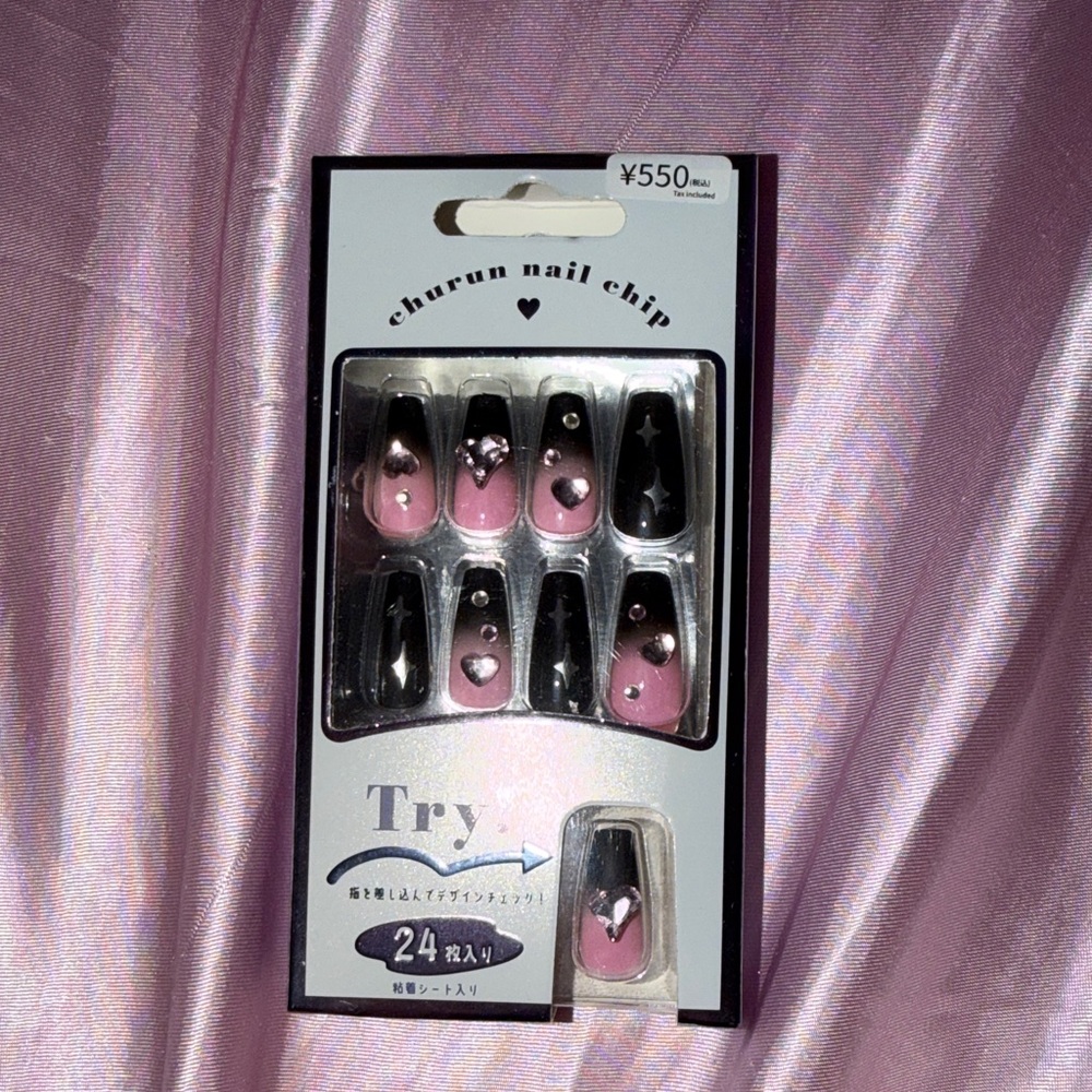 Nail Chip Set - Black and Pink
